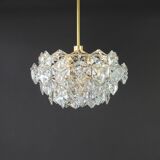 Golden brass and crystal glass chandelier by Kinkeldey, Germany, 1970s.