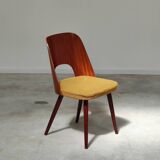 Set of 4 TON 515 / 2 chairs by Oswald Haerdtl (Thonet) wood and mustard fabric