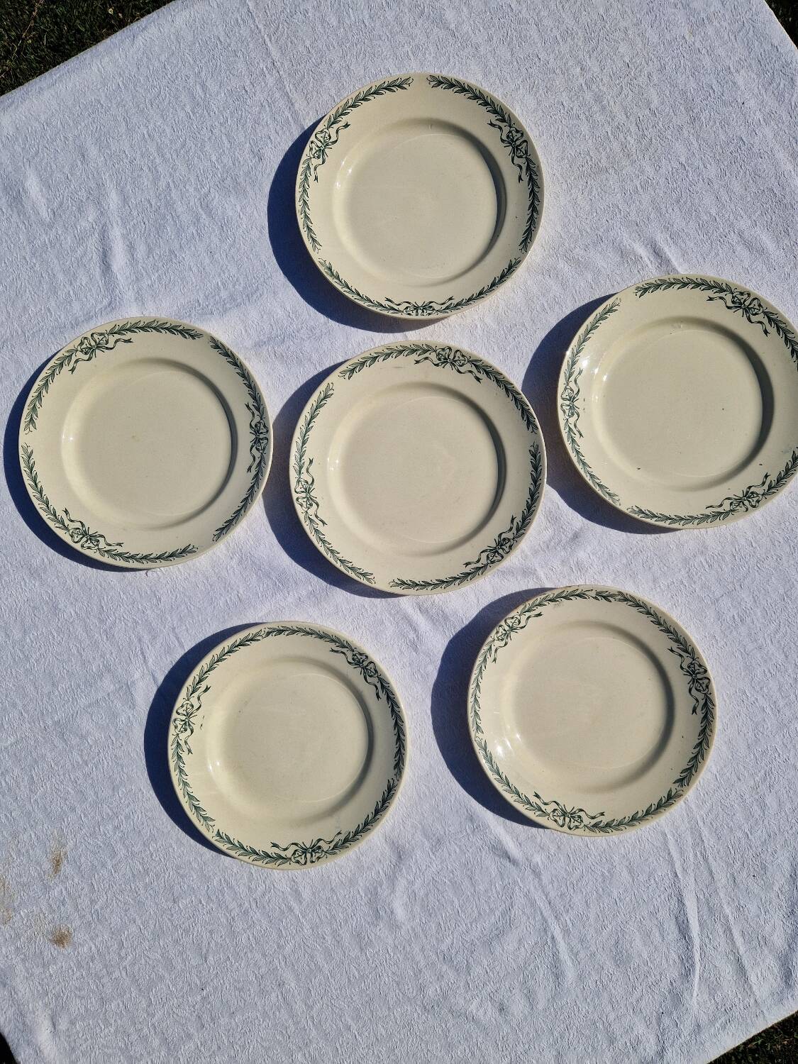 6 Dinner Plates Belleville De Longchamp Terre De Fer Decor, 1900s