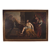 Monumental 18th century Italian painting, Bathsheba at her bath