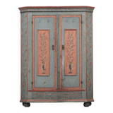 Rustic Farmhouse Folk Art Painted Bridal Cabinet dated 1806
