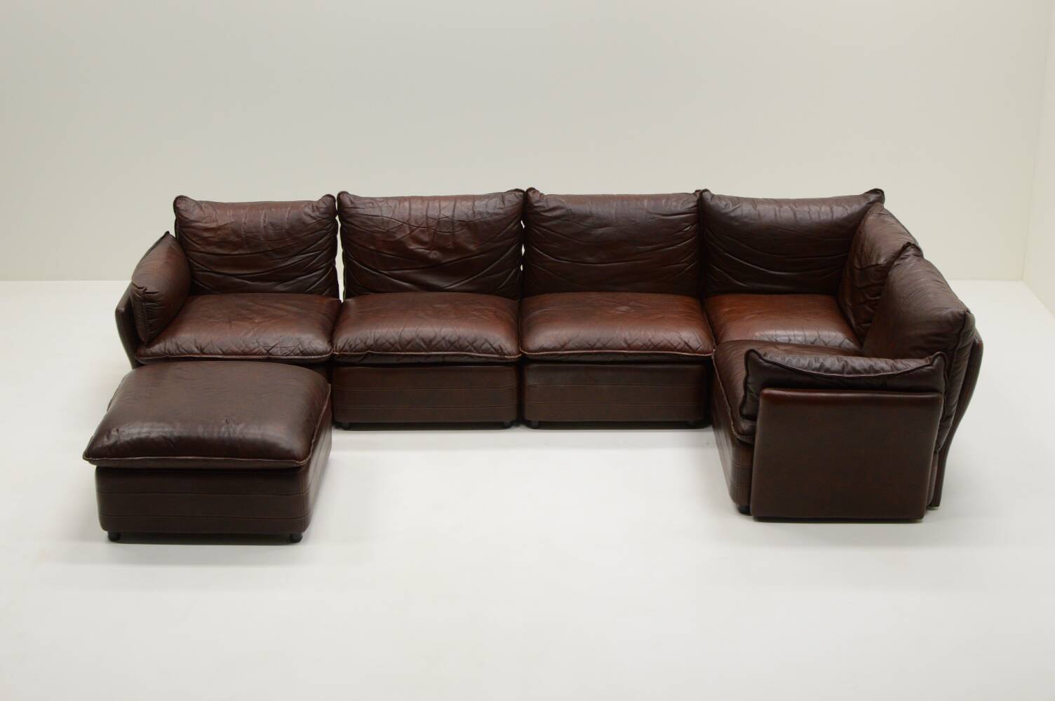 Large leather modular sofa, 1970s Germany