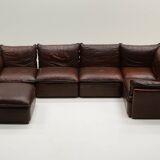 Large leather modular sofa, 1970s Germany