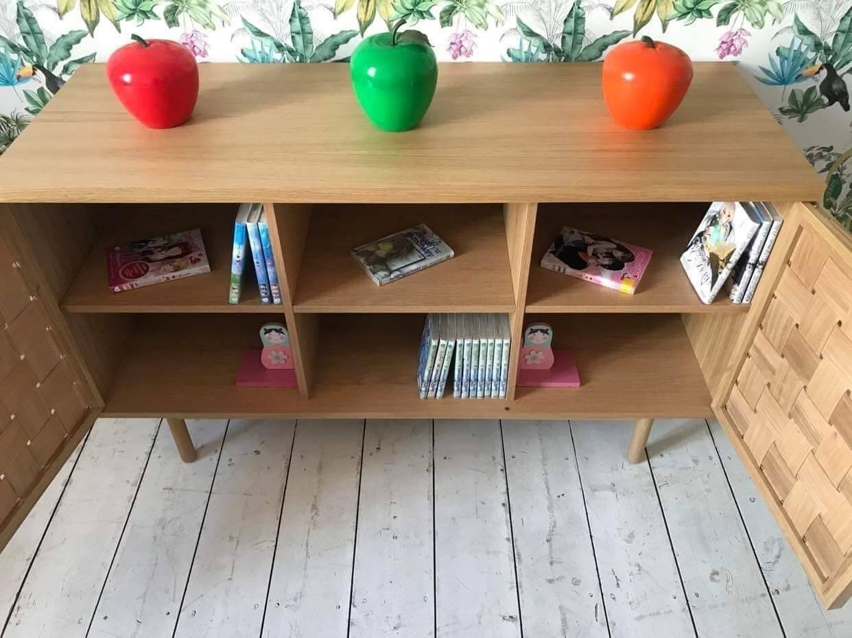 2-door sideboard in woven oak and lupin oak
