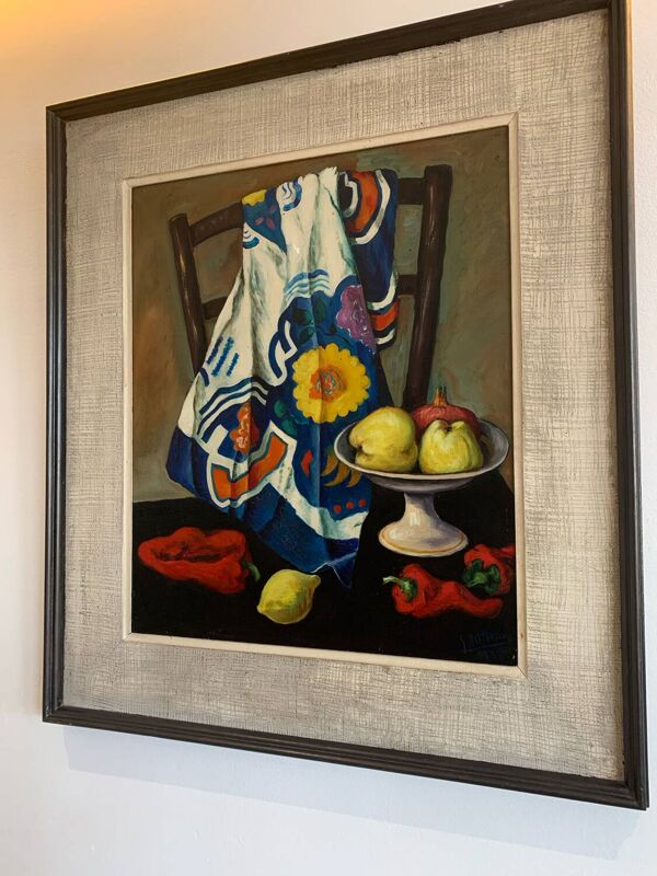 Huile sur Toile Nature Morte Gabriel Jutteau Vintage 1958