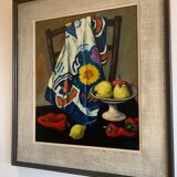 Oil on Canvas Still Life Gabriel Jutteau Vintage 1958