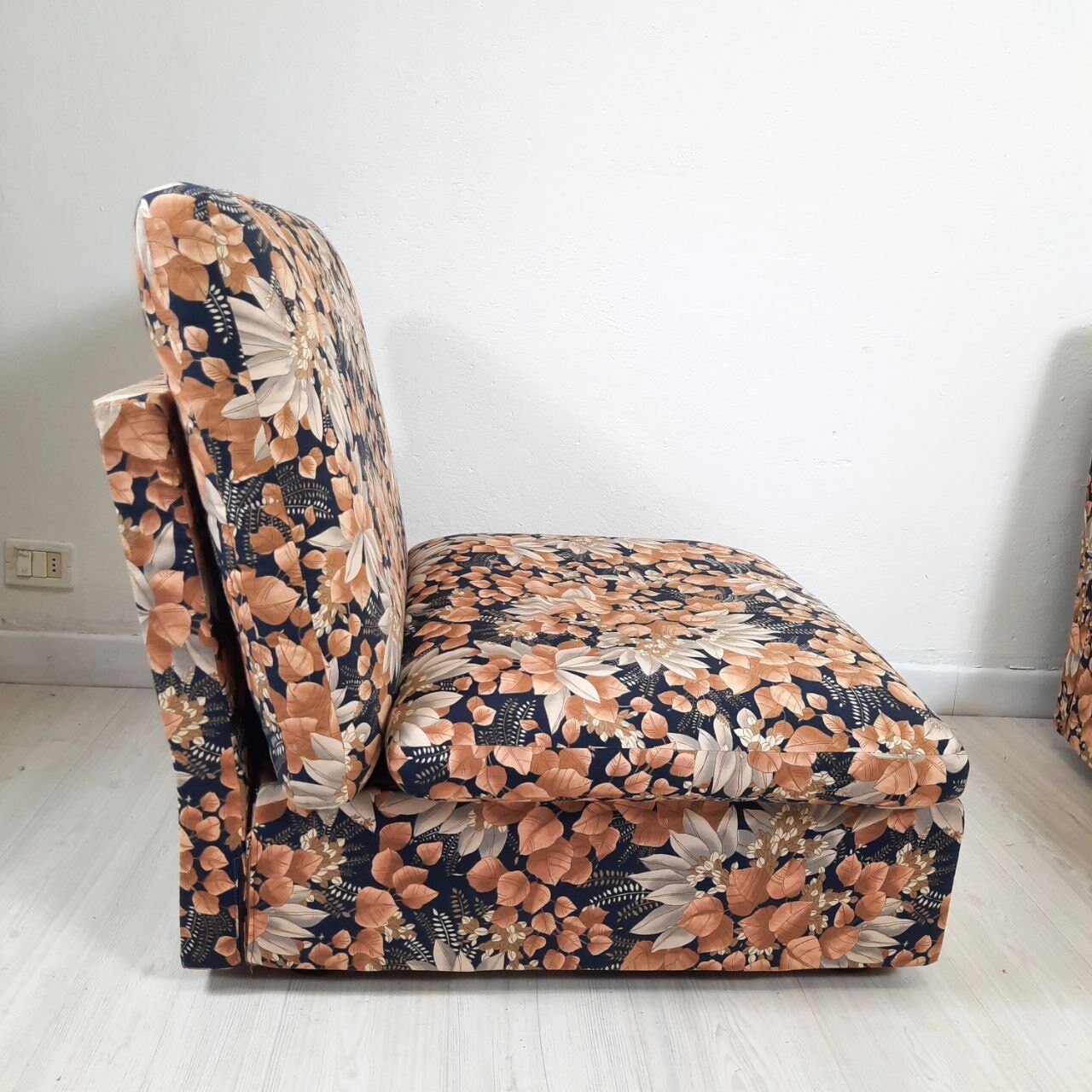 Modular sofa / Pair Armchairs - Fabric leaves - Vintage - Bonacina