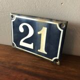 Old enamelled plate number 21