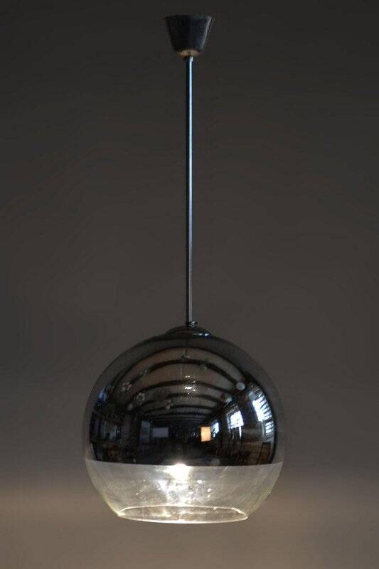 Mid-Century Chandelier in Chromed Steel and Opaline Glass, Germany, 1970s