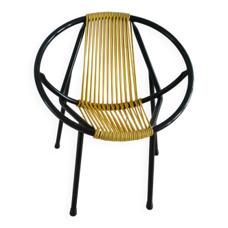 Children's armchair of the 50s in metal and scoubidou