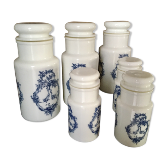 Lot 6 apothecary jars glass