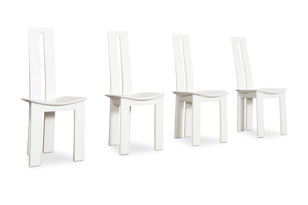 Set of 4 White leather by Pietro Costantini 1970 s lounge chairs