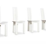 Set de 4 chaises de salon en cuir blanc par Pietro Costantini 1970s