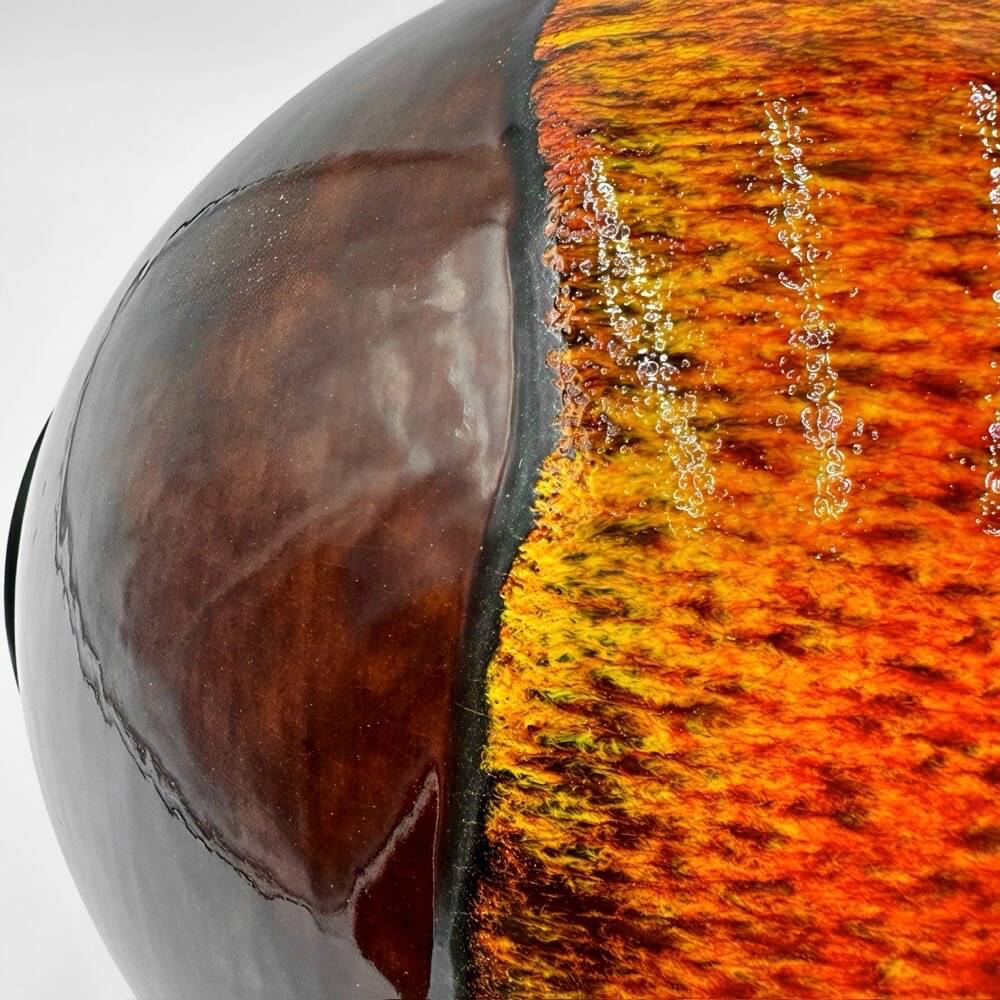 Vase boule à anse Jasba en céramique orange, 1970
