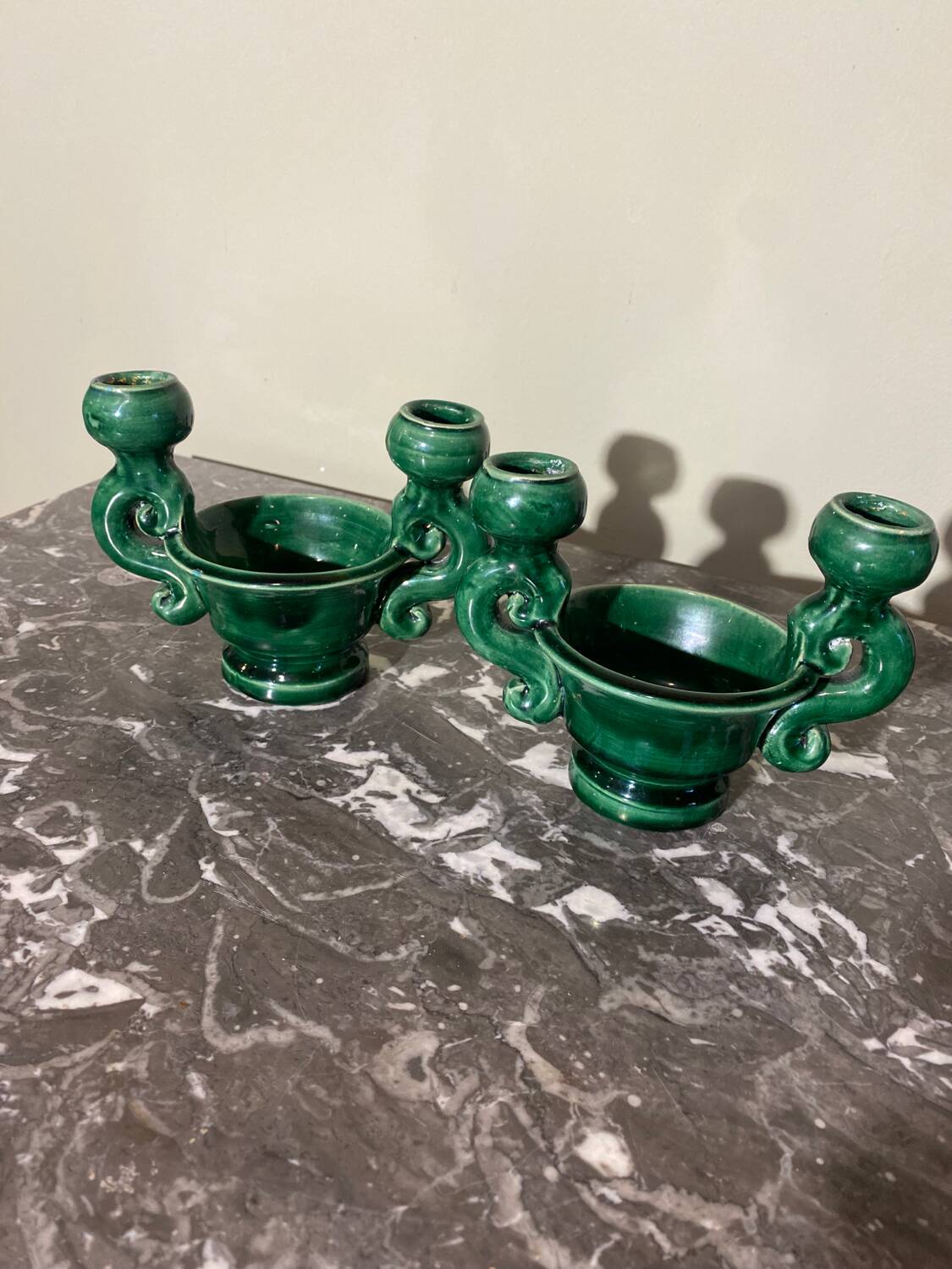 Pair of ceramic candlesticks