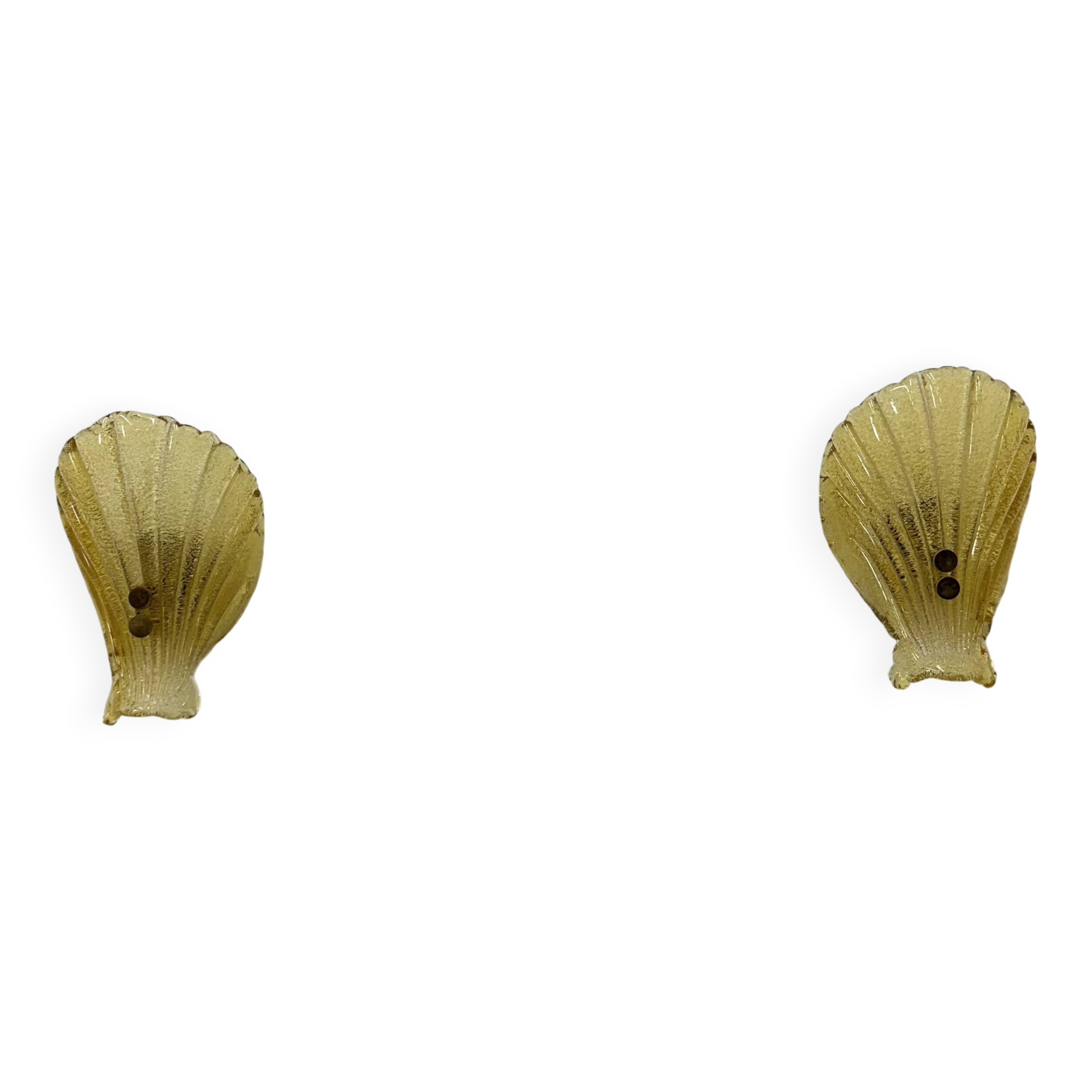 Set of 2 Sölken leuchten Murano glass shell wall lamps , 1970s