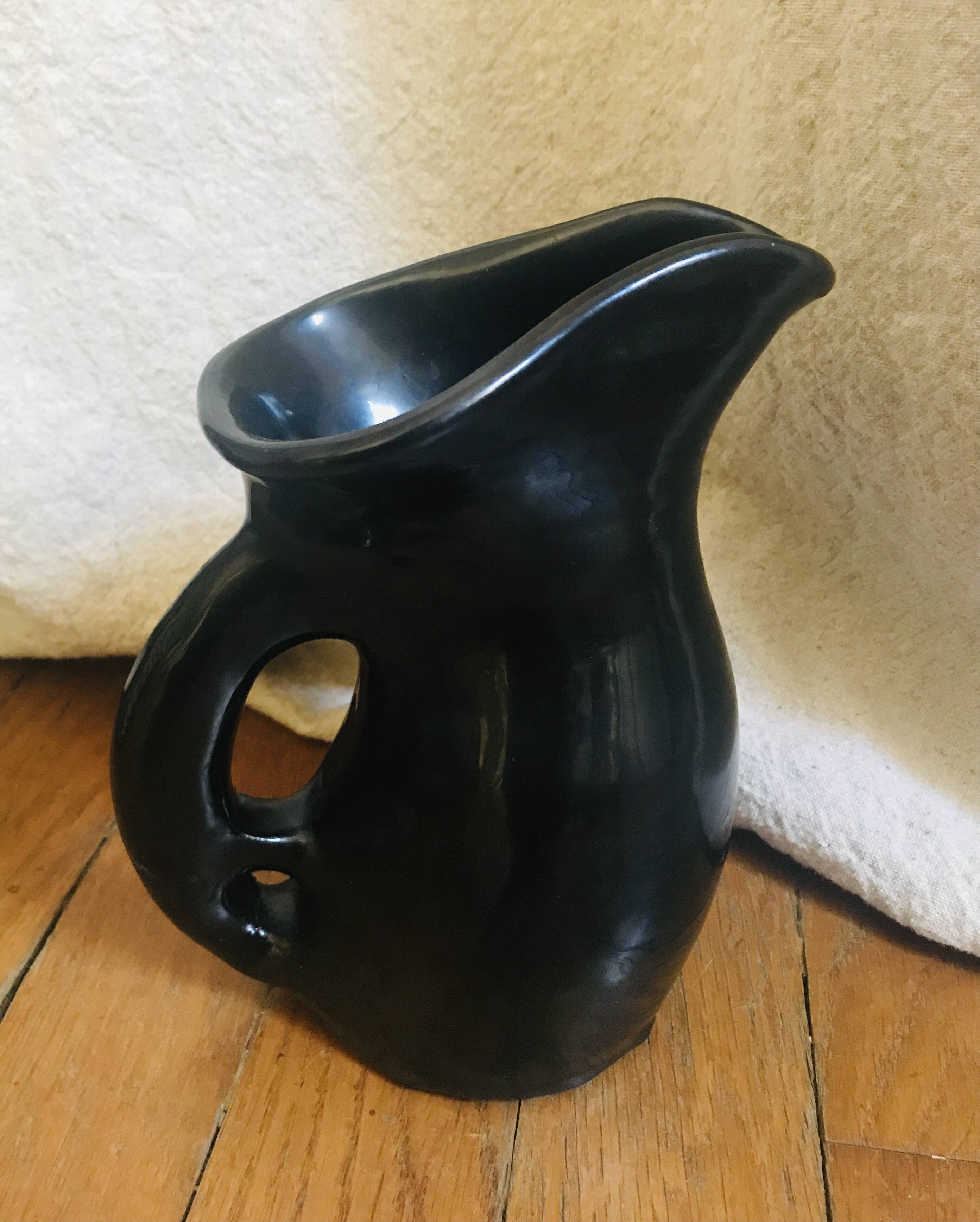 Matte black Vallauris ceramic pitcher