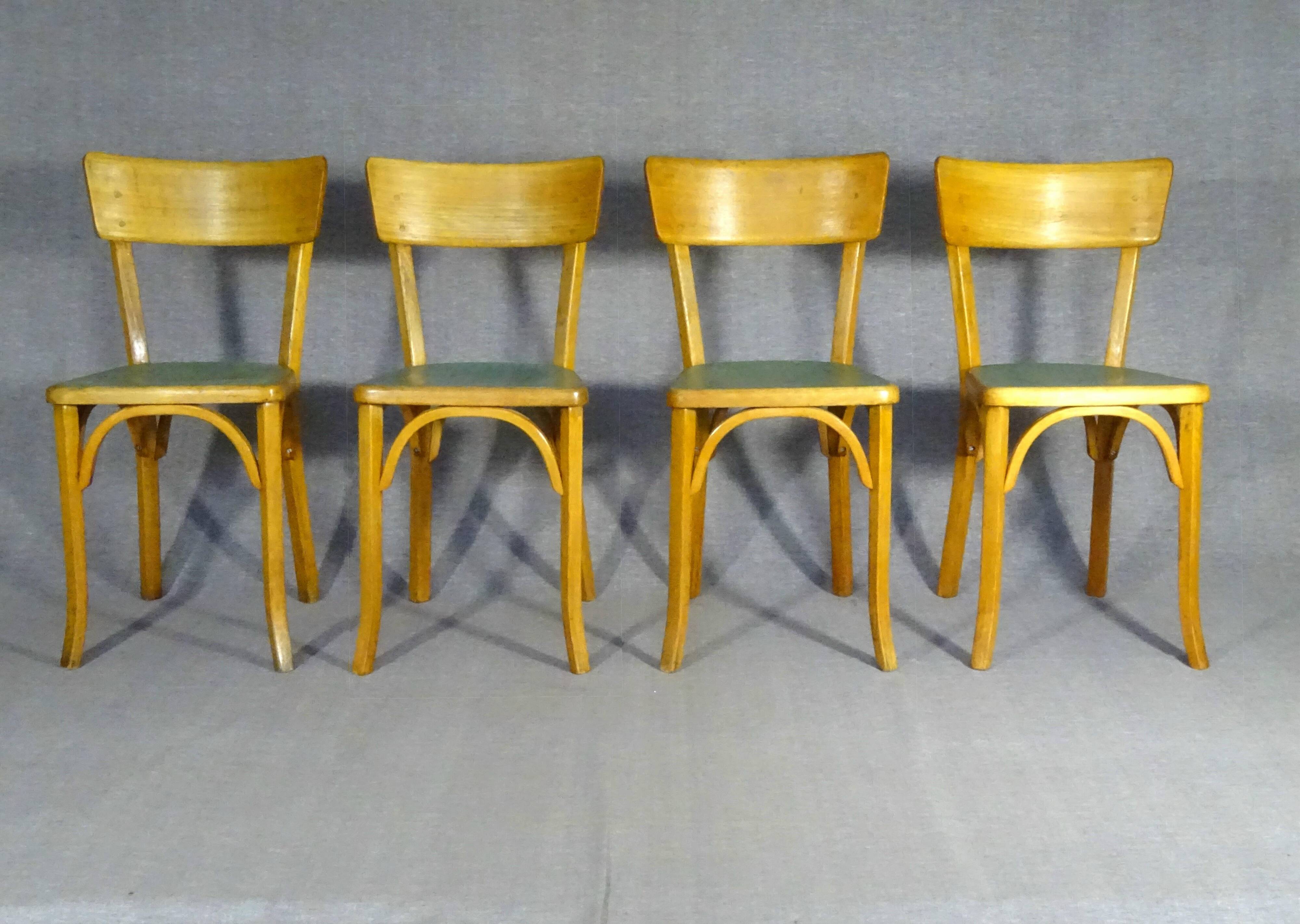 Set de 4 chaises Baumann 1955, cuisine - bistrot, assises linoléum