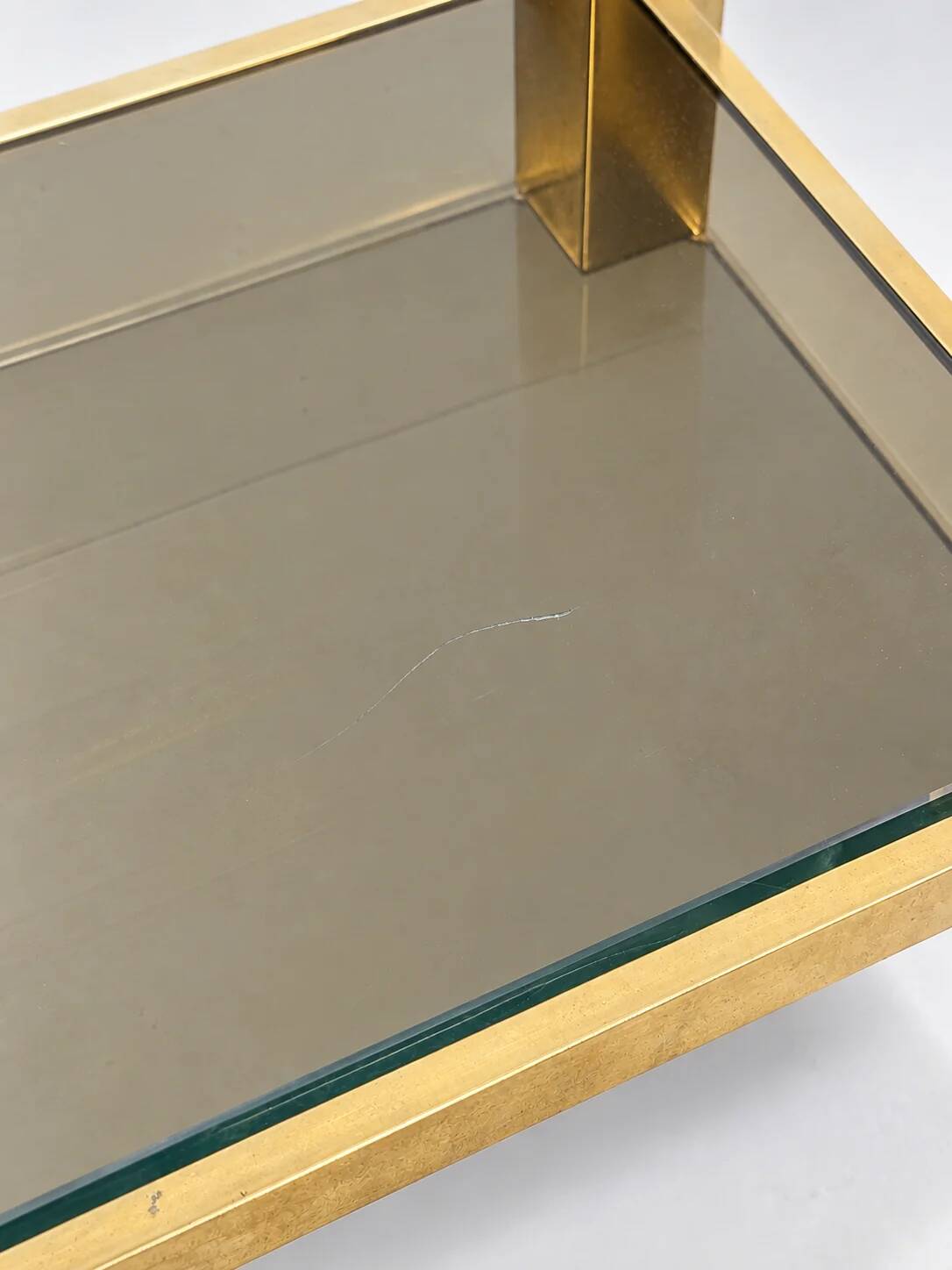 Belgochrom coffee table with 23K gold plating and faceted legs, 1970s.