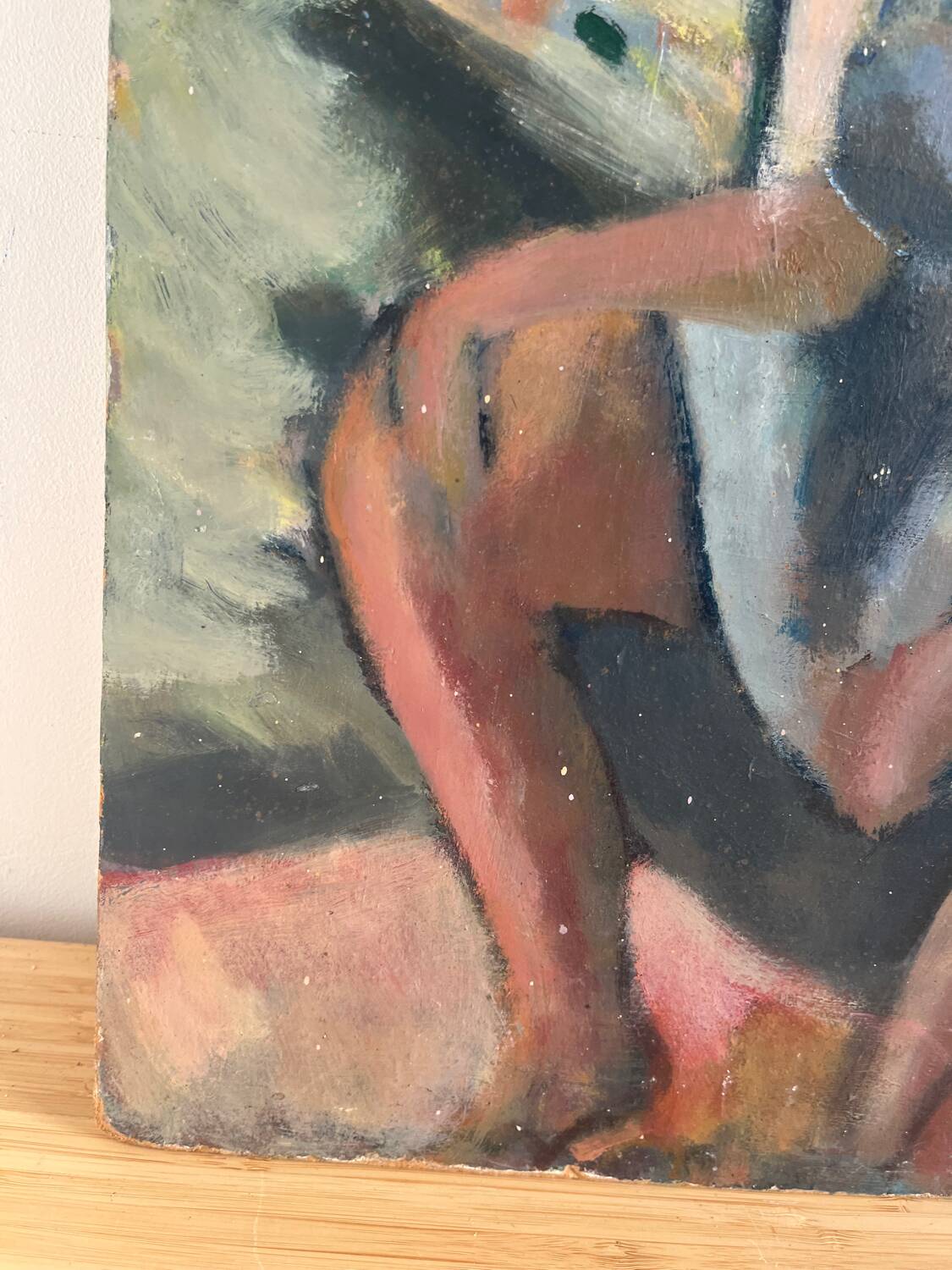 Oil on wood panel, Woman seated