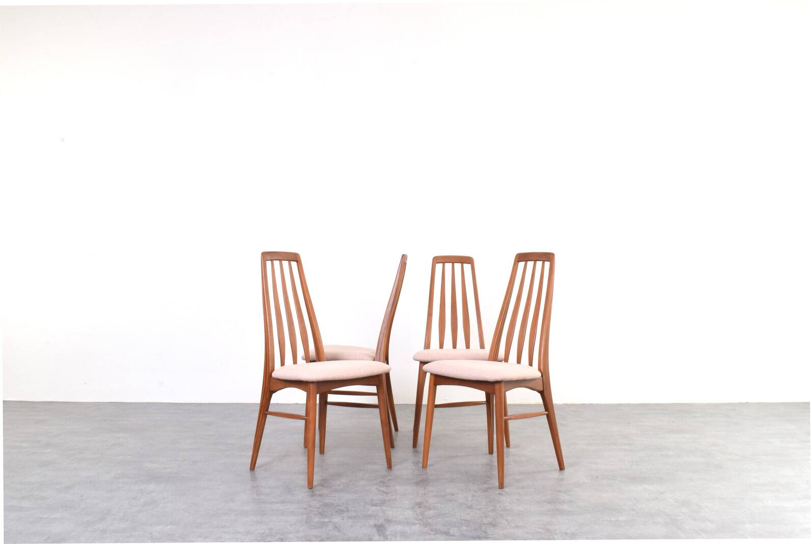 Teak & Wool Eva Dining Chairs by Niels Koefoed for Koefoed Hornslet, 1960s,