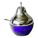 Confiturier-sucrier poire vintage en métal chromé et verre bleu cobalt