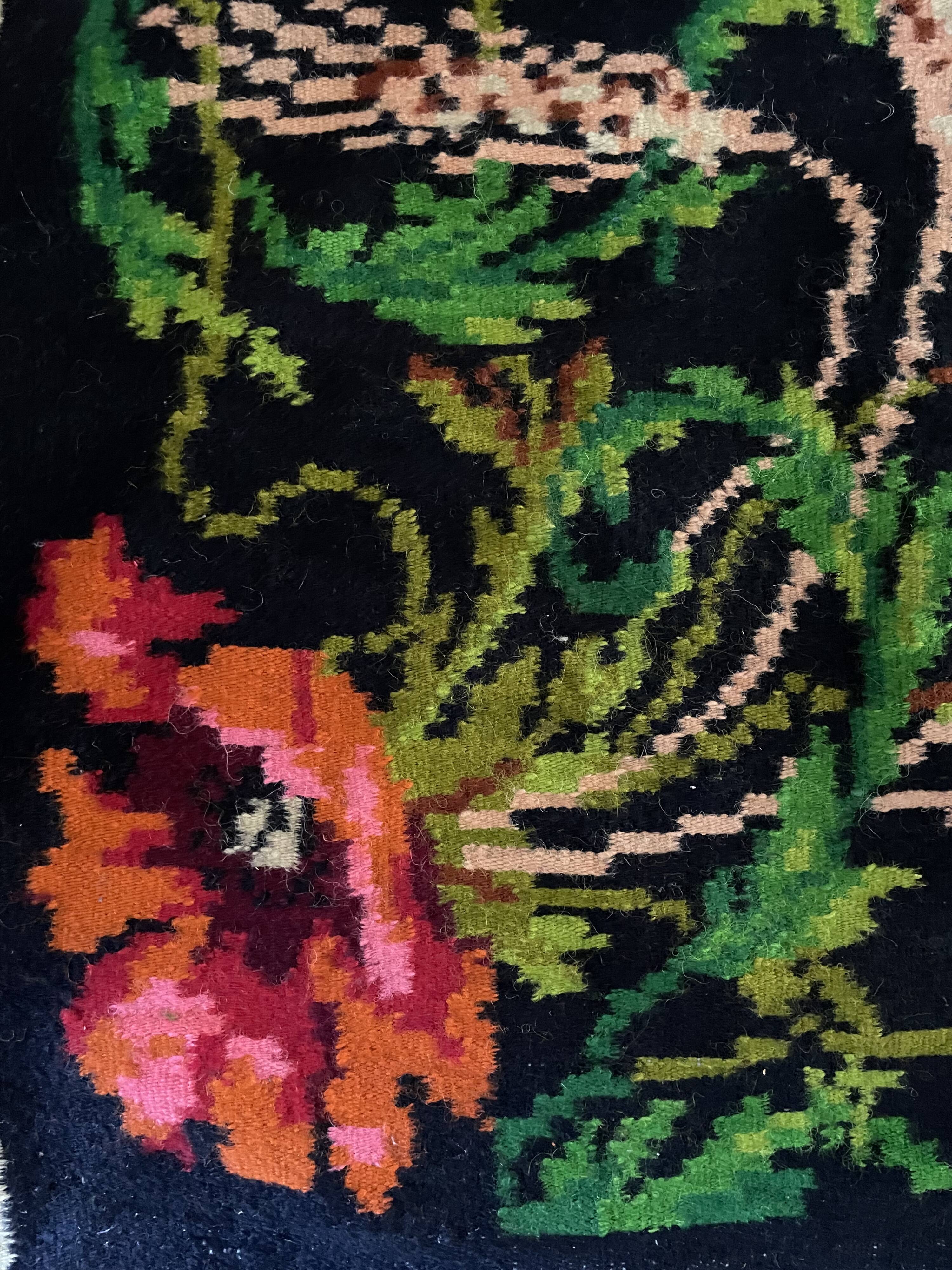 Tapis de laine roumain avec coquelicots et épis de blé, 250x160 cm