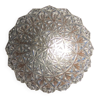 Applique murale plafonnier verre transparent luminaire ancien vintage 1970