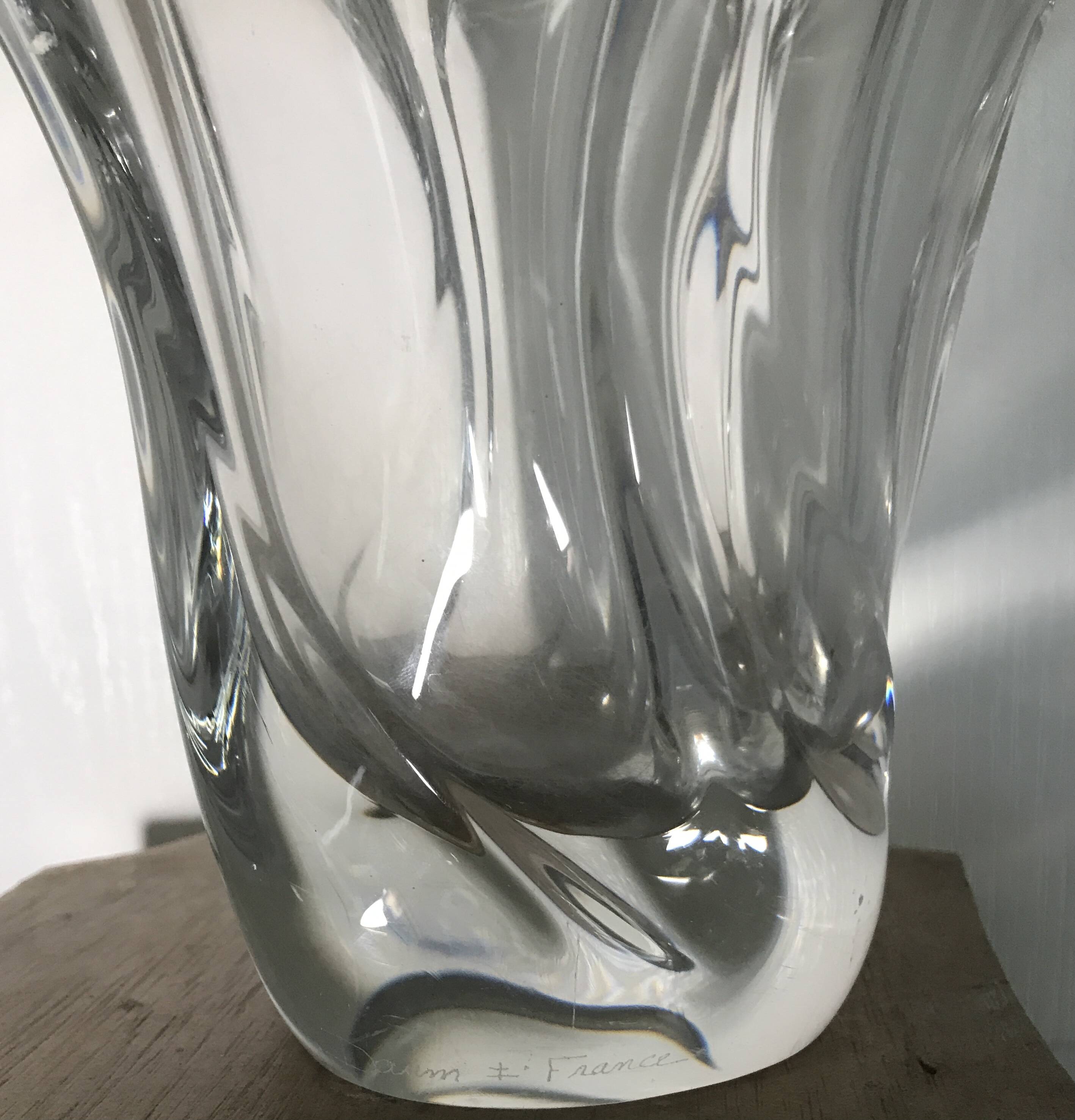 Crystal vase signed daum france free form 4.4 kg