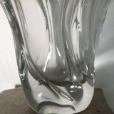 Crystal vase signed daum france free form 4.4 kg
