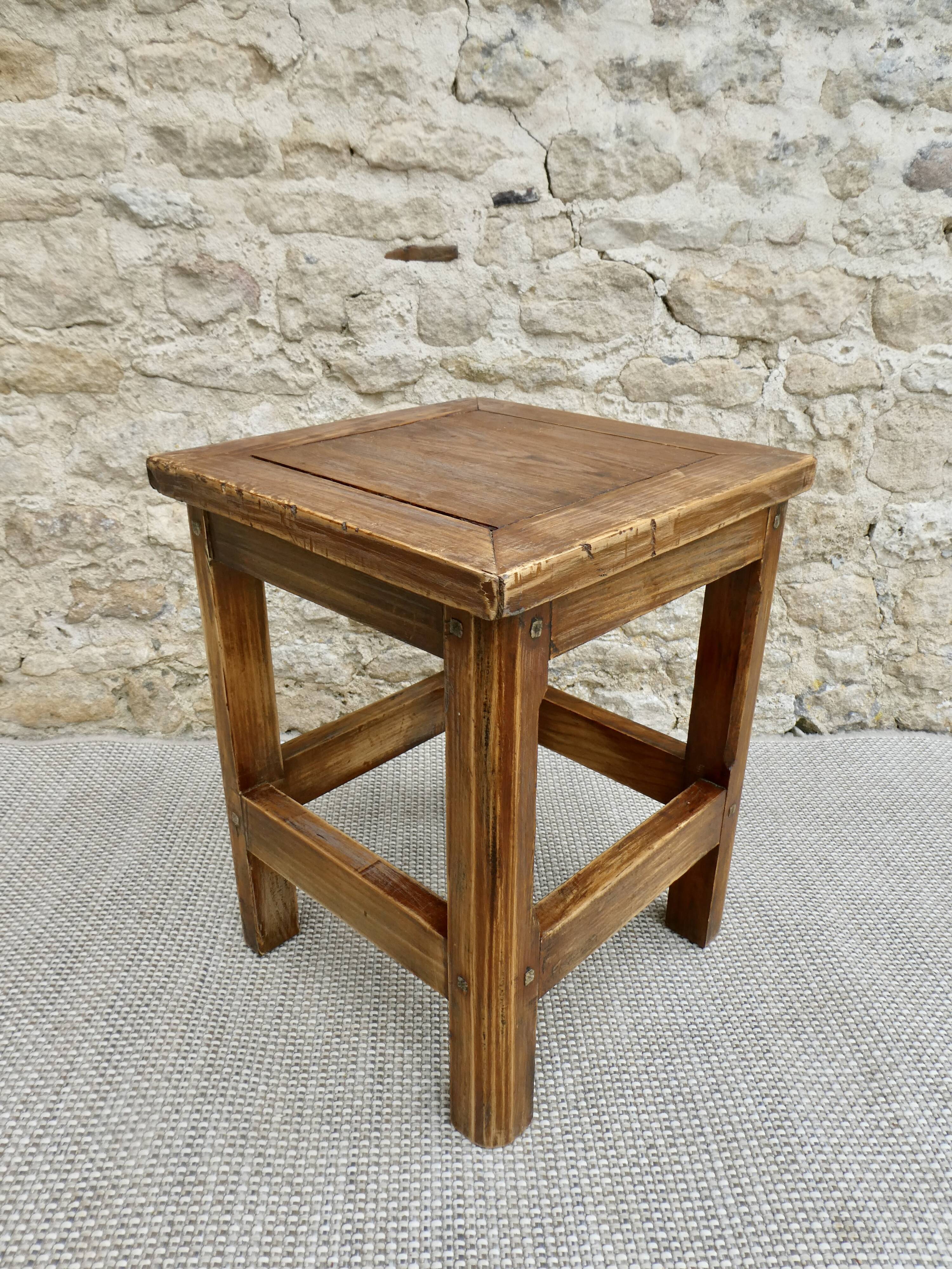 Solid wood stool
