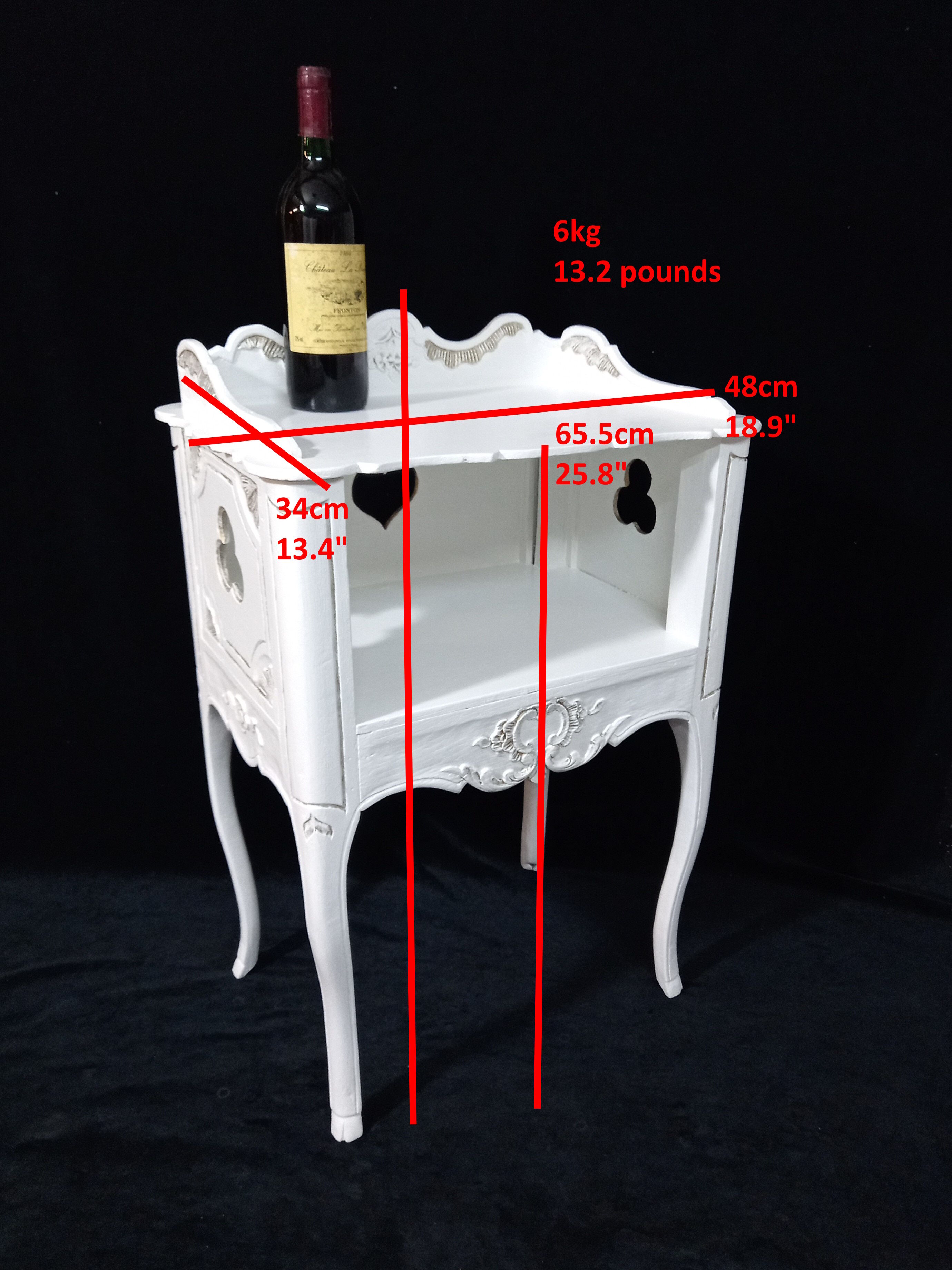 Old Louis XV Style Bedside Table in White and Gold