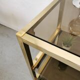 Serving table in brass and glass