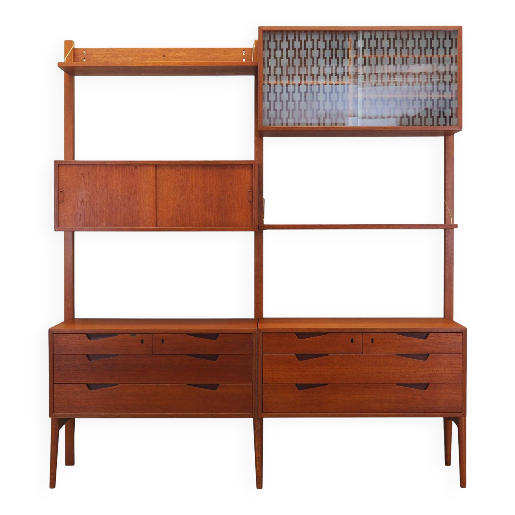 Teak wall unit, Norwegian design, 1960s, designer: Kjell Riise, production: