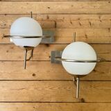 Paire d'appliques globe murale space age vintage 1970