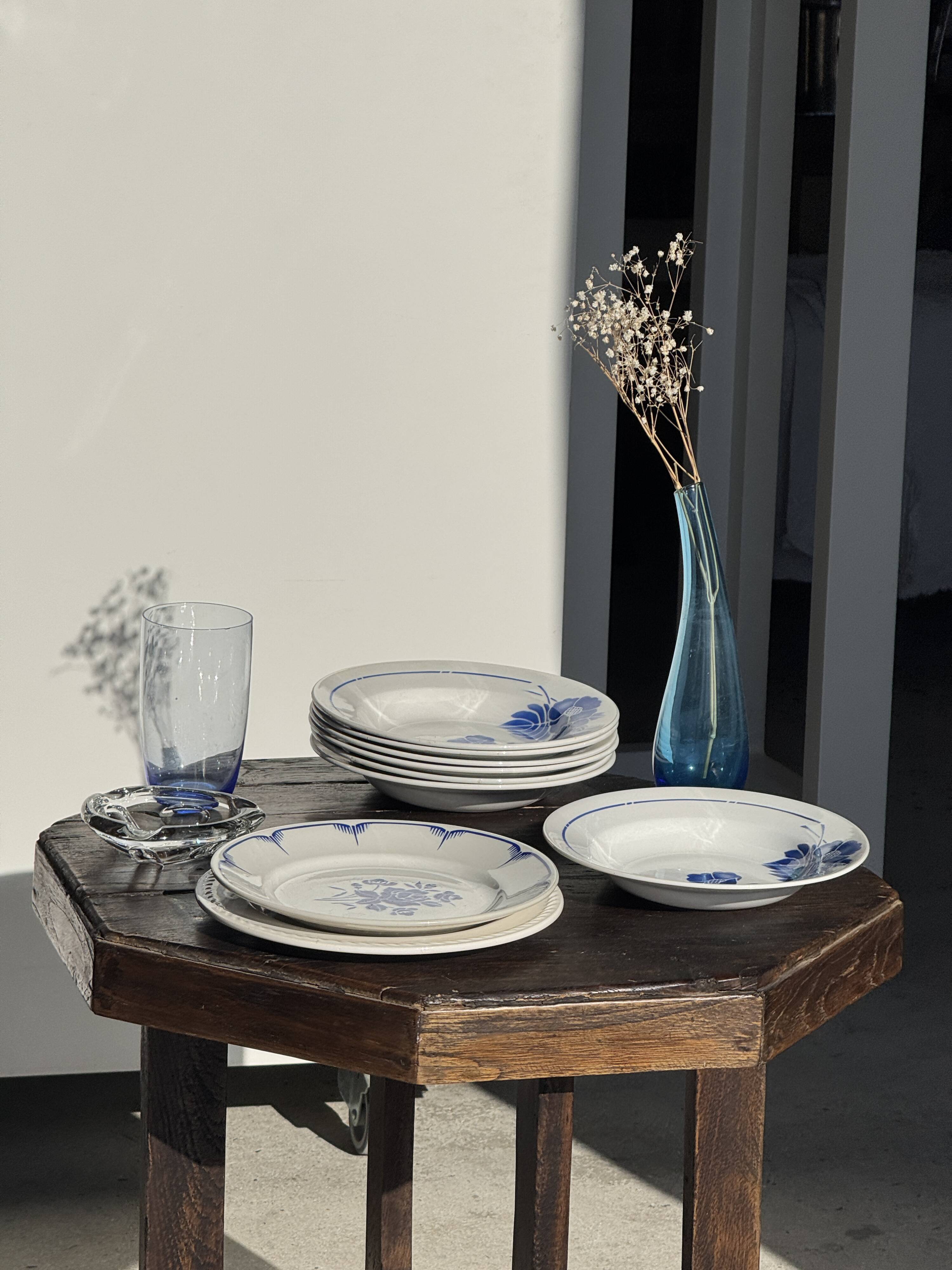 Set of 14 antique deep plates Moulin des Loups Hamage Model Edmond