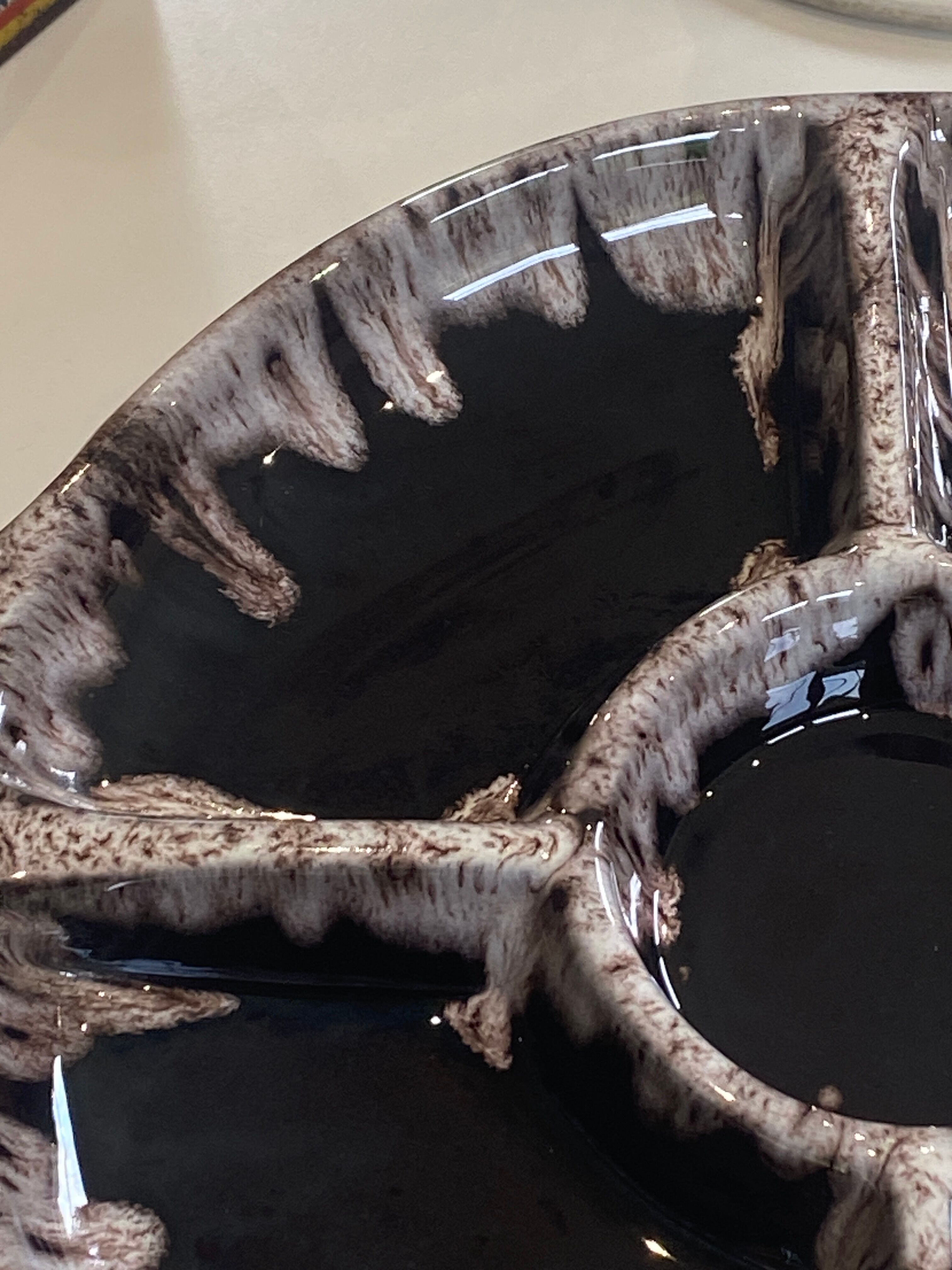 Large compartmented dish, ceramic, M. Giuge, Vallauris