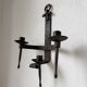 Wrought iron candle holders 1900 brutalist sconces