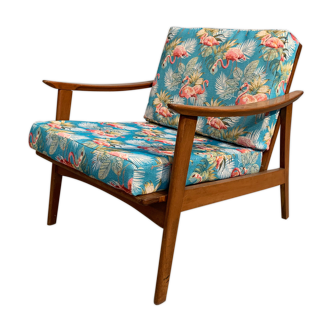 Former reupholstered flamingo chair