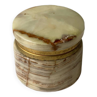 Ancienne boîte ronde onyx laiton vintage