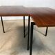 Minimalist walnut & steel stacking side tables, 1960s, Set of 2