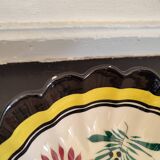 HB Quimper hollow earthenware dish with floral decoration