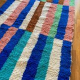 Berber carpet boujad colorful blue majorelle green brown peach