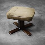Vintage Mid-Century Danish Modern Brown Swivel Chair & Ottoman, 1960s