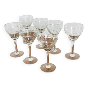 7  verres à  eau ciselés années 20/30