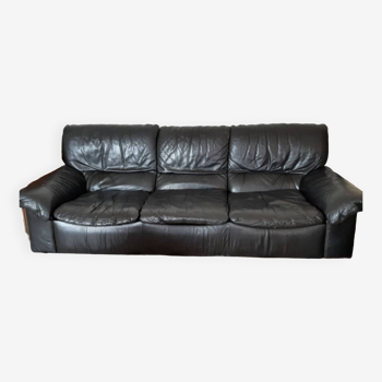 Gérard Guermonprez black leather sofa