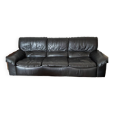 Black leather sofa Gérard Guermonprez