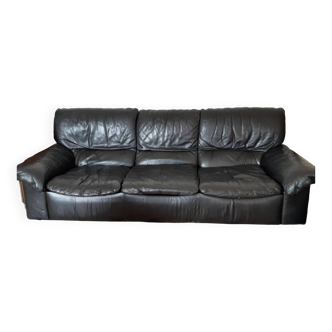 Gérard Guermonprez black leather sofa