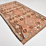 5x10 Pale Red & Brown Geometric Persian Kilim Rug, 170x310Cm