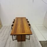 Table et chaises en noyer par Antonio Virgilio pour Bernini Italie années 1970